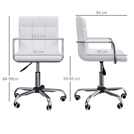 White adjustable office chair - swivel, metal base, PU leather
