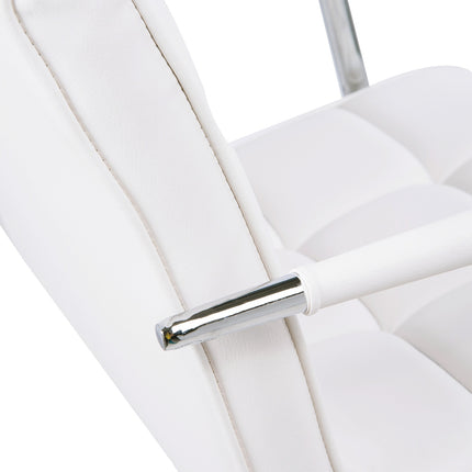 White adjustable office chair - swivel, metal base, PU leather
