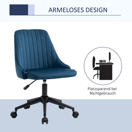 Ergonomic swivel desk chair, adjustable velvet blue