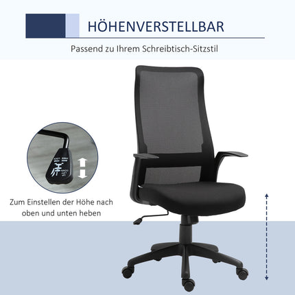 Ergonomic swivel office chair, adjustable height, black