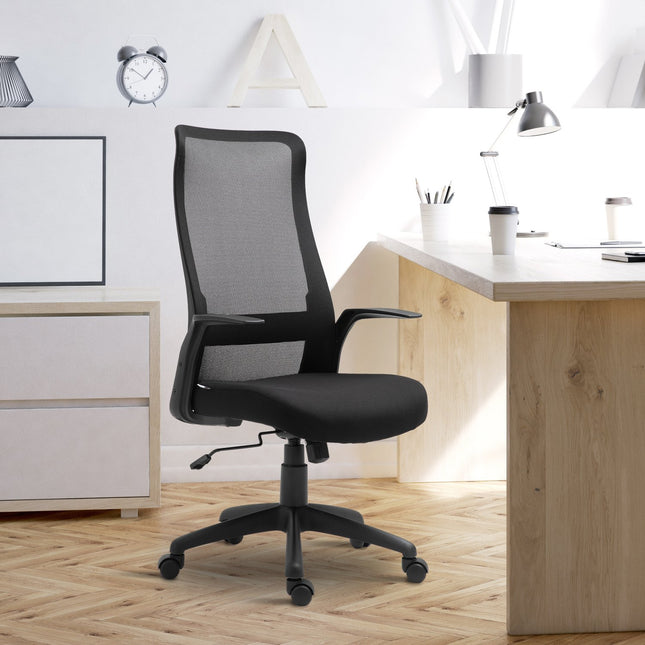 Ergonomic swivel office chair, adjustable height, black
