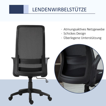 Ergonomic swivel office chair, adjustable height, black