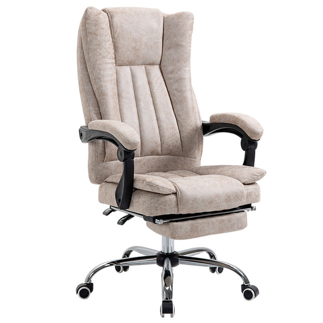 Reclining office chair, microfiber, adjustable height, beige