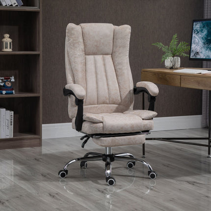 Reclining office chair, microfiber, adjustable height, beige