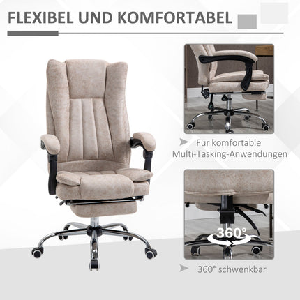 Reclining office chair, microfiber, adjustable height, beige