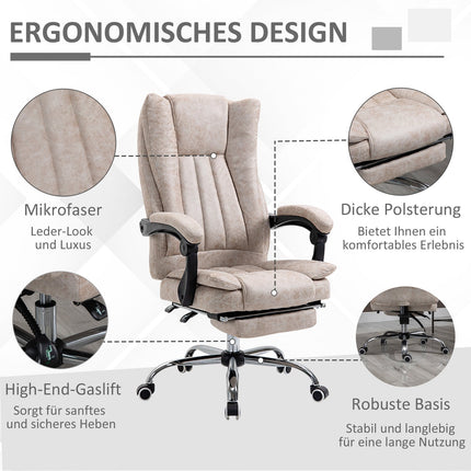 Reclining office chair, microfiber, adjustable height, beige