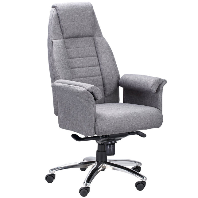 Ergonomic swivel office chair, adjustable armrests, light grey