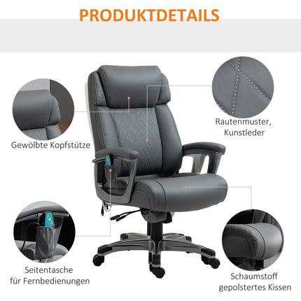 Ergonomic office chair in gray artificial leather with massage