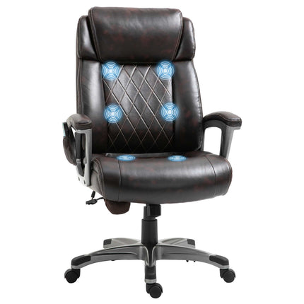 Ergonomic swivel office chair, 6-point massage, brown leather