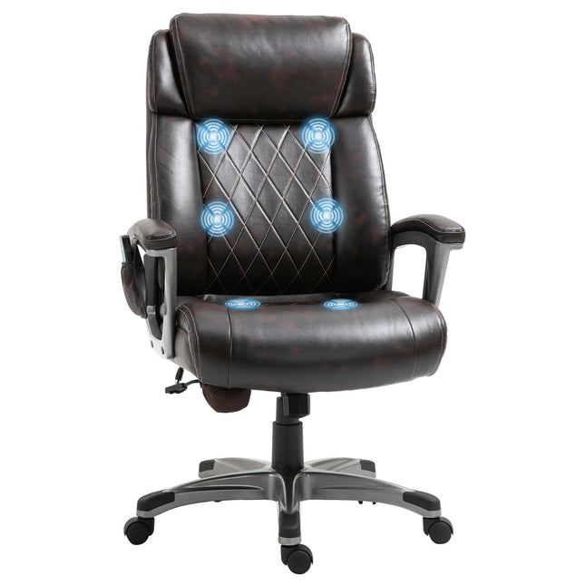 Ergonomic swivel office chair, 6-point massage, brown leather
