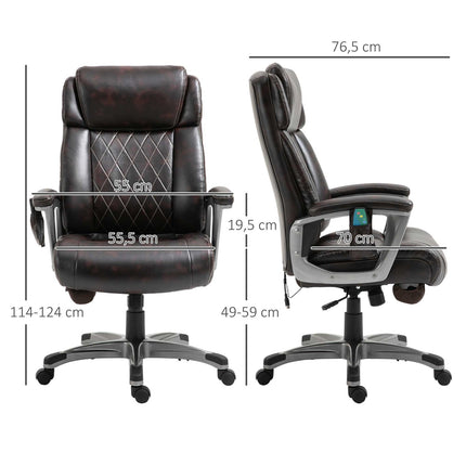 Ergonomic swivel office chair, 6-point massage, brown leather