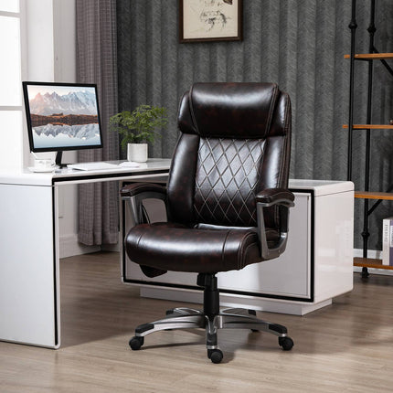 Ergonomic swivel office chair, 6-point massage, brown leather