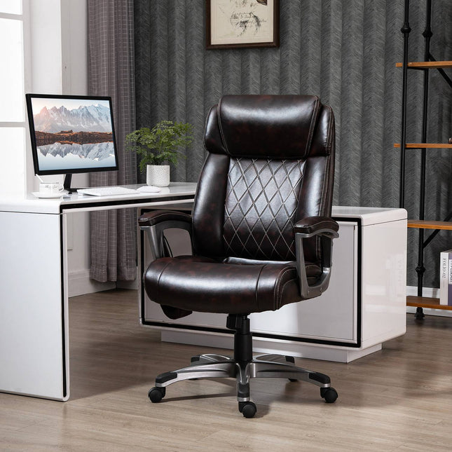 Ergonomic swivel office chair, 6-point massage, brown leather