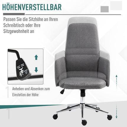 Ergonomic gray office chair, rotatable & adjustable height