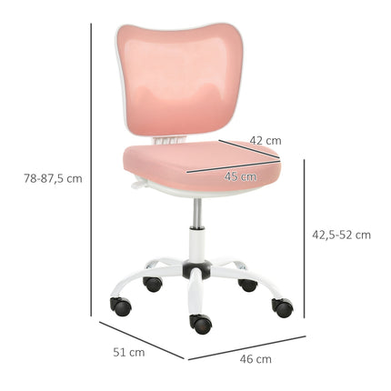 White & Pink Height-adjustable swivel office chair