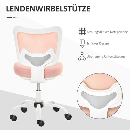 White & Pink Height-adjustable swivel office chair