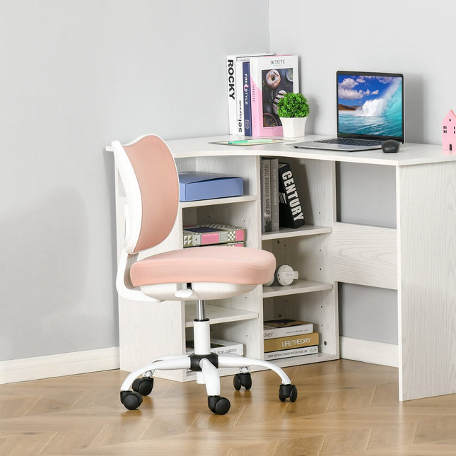 White & Pink Height-adjustable swivel office chair