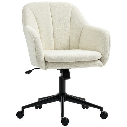 Office Chair, Velvet-Look Fabric, Curved Back, Beige