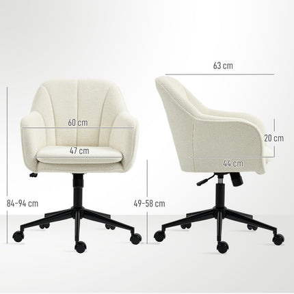 Office Chair, Velvet-Look Fabric, Curved Back, Beige