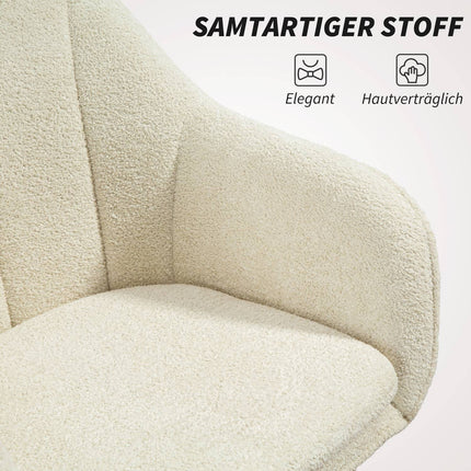 Office Chair, Velvet-Look Fabric, Curved Back, Beige