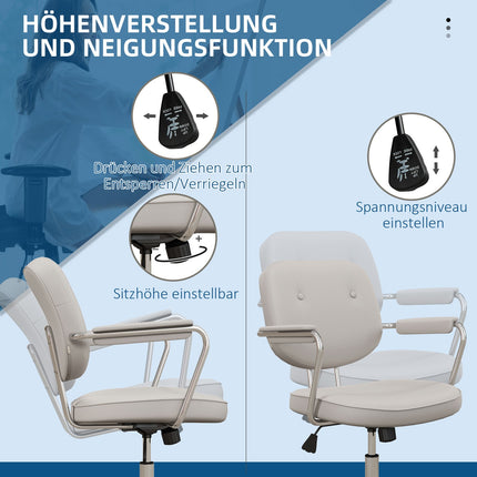 Beige office chair, rocking, artificial leather, swivel, 120 kg load
