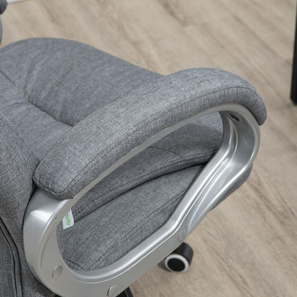 Ergonomic office chair in gray linen with rocker, adjustable height