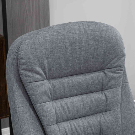 Ergonomic office chair in gray linen with rocker, adjustable height