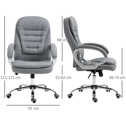 Ergonomic office chair in gray linen with rocker, adjustable height