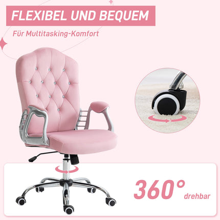 Ergonomic pink office chair for women, height adjustable