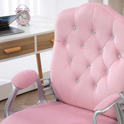 Ergonomic pink office chair for women, height adjustable