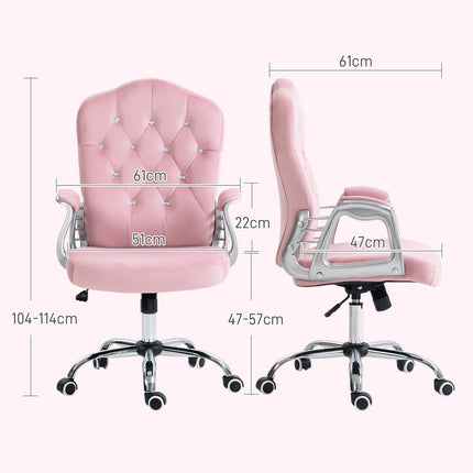 Ergonomic pink office chair for women, height adjustable