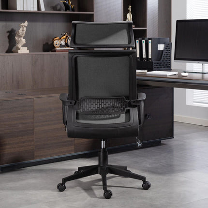 Office Chair with Adjustable Height, Wheels, Armrests, Grey