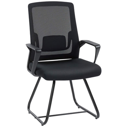 Office Chair with Armrests, Lumbar Support, Black Mesh