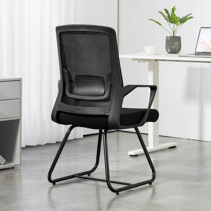 Office Chair with Armrests, Lumbar Support, Black Mesh