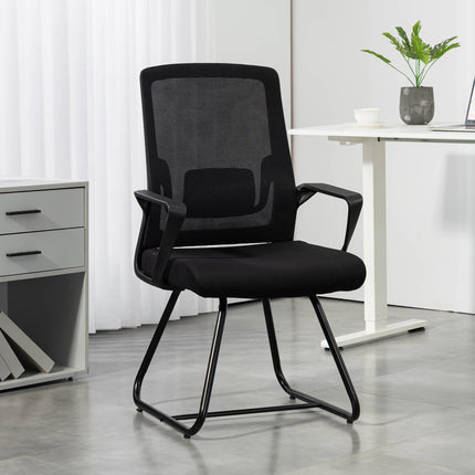 Office Chair with Armrests, Lumbar Support, Black Mesh