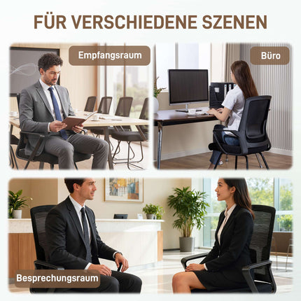 Office Chair with Armrests, Lumbar Support, Black Mesh