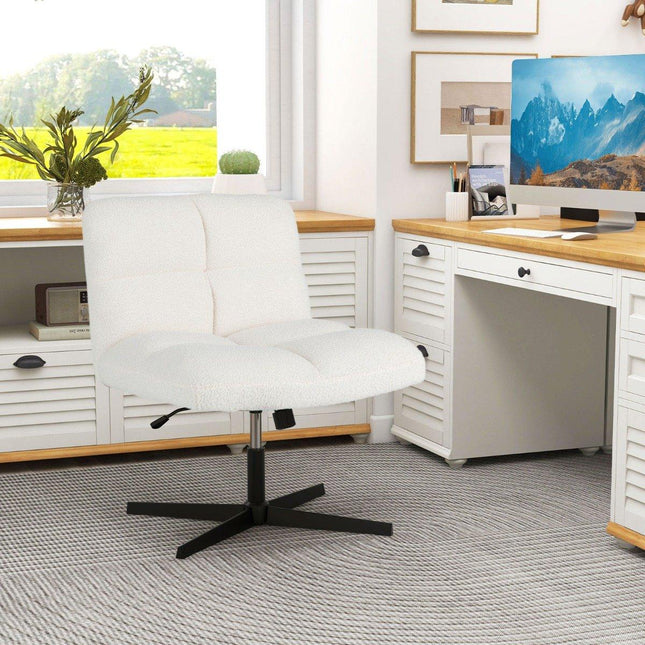 Office Chair with Faux Sheepskin, Wide Seat, Adjustable