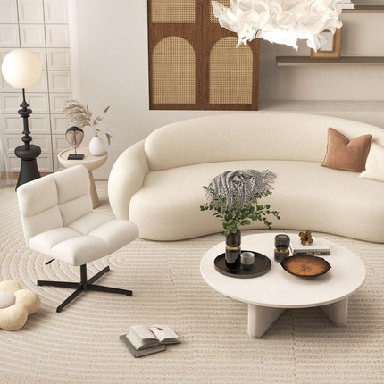 Office Chair with Faux Sheepskin, Wide Seat, Adjustable