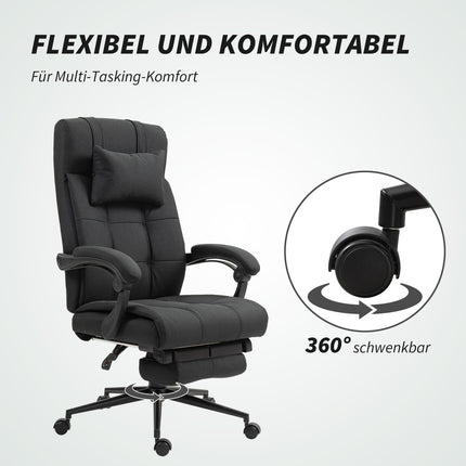 Office Chair with Footrest, Ergonomic Swivel Chair, Black