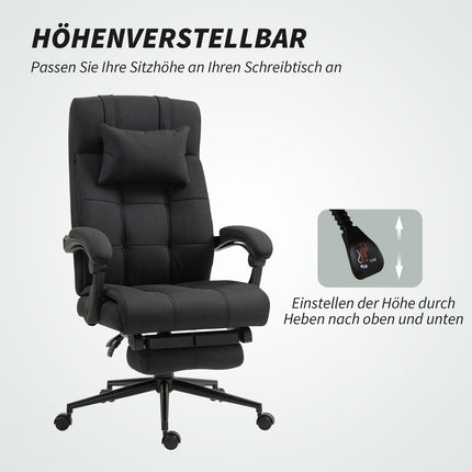 Office Chair with Footrest, Ergonomic Swivel Chair, Black
