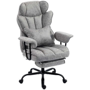 Office Chair with Massage, Heat, Footrest, Lumbar Support, Grey