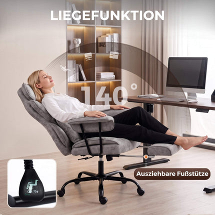 Office Chair with Massage, Heat, Footrest, Lumbar Support, Grey