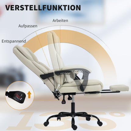 Office Chair with Pet-Friendly Faux Leather, Footrest, Adjustable