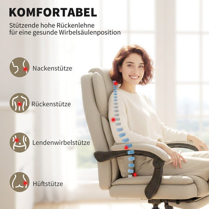 Office Chair with Pet-Friendly Faux Leather, Footrest, Adjustable