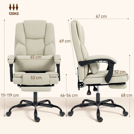 Office Chair with Pet-Friendly Faux Leather, Footrest, Adjustable