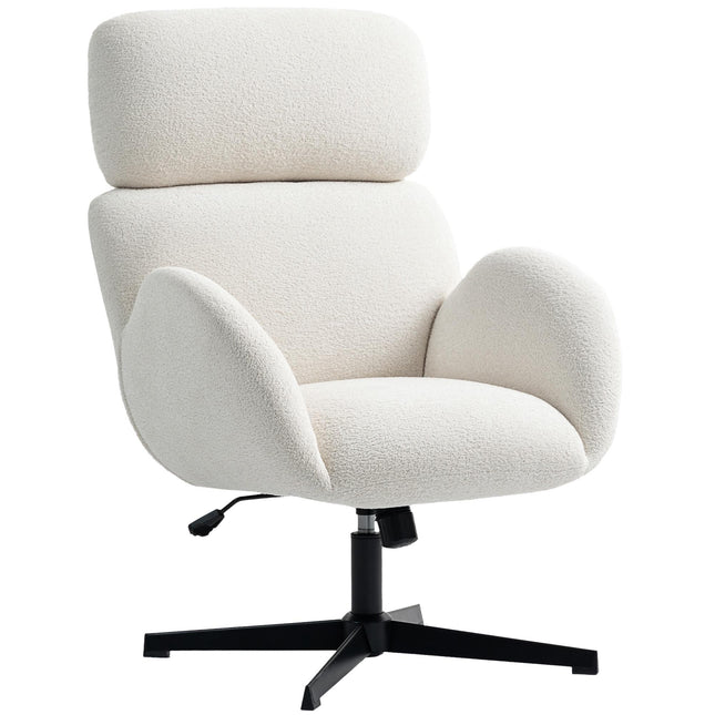 Office Chair with Velvet-Look Fabric, Adjustable, Cream White