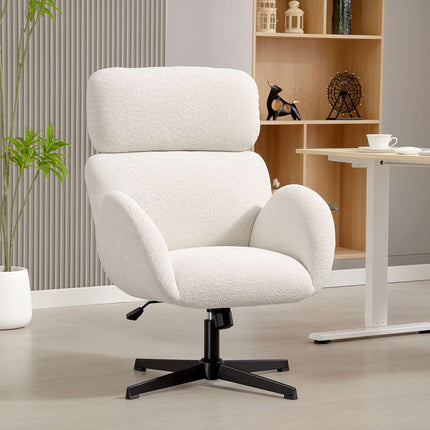 Office Chair with Velvet-Look Fabric, Adjustable, Cream White