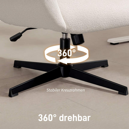 Office Chair with Velvet-Look Fabric, Adjustable, Cream White