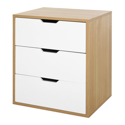 Office filing cabinet, 3 drawers, white/natural, 55x45x65.5 cm