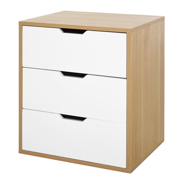 Office filing cabinet, 3 drawers, white/natural, 55x45x65.5 cm